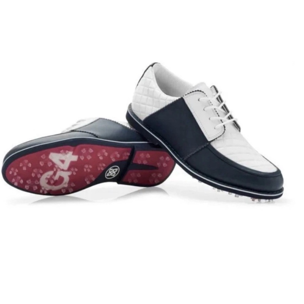 G/FORE Women's White and Navy Gallivanter quilted Golf Shoes